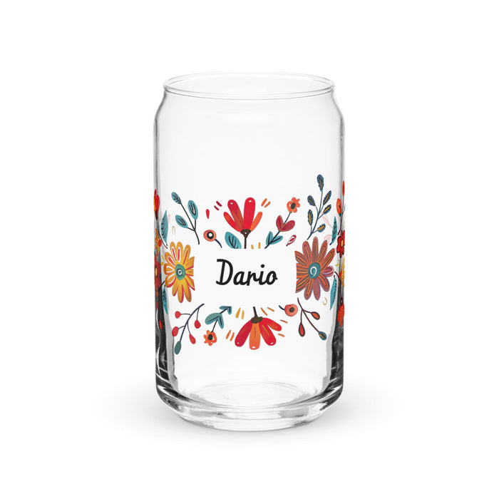 Darío Exclusive Name Art Piece Can-Shaped Glass Home Office Work Mexican Spanish Pride Gift Cup One-Of-A-Kind Calligraphy Glass | D23 Mexicada 16 oz