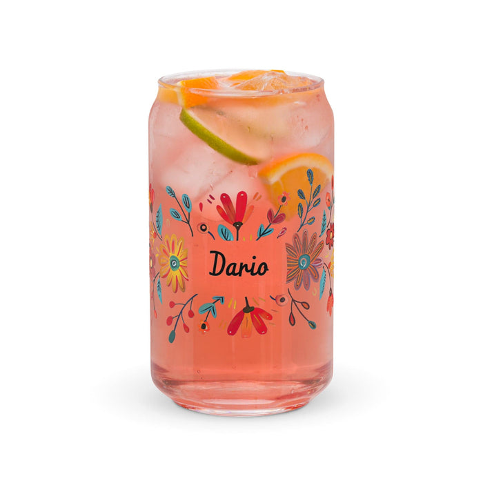 Darío Exclusive Name Art Piece Can-Shaped Glass Home Office Work Mexican Spanish Pride Gift Cup One-Of-A-Kind Calligraphy Glass | D23 Mexicada