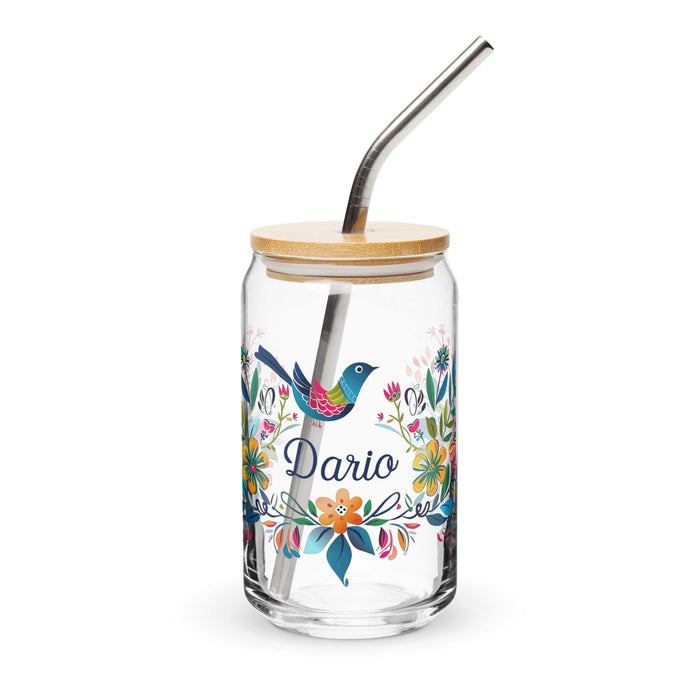 Darío Exclusive Name Art Piece Can-Shaped Glass Home Office Work Mexican Spanish Pride Gift Cup One-Of-A-Kind Calligraphy Glass | D24 Mexicada 16 oz With Lid & Straw