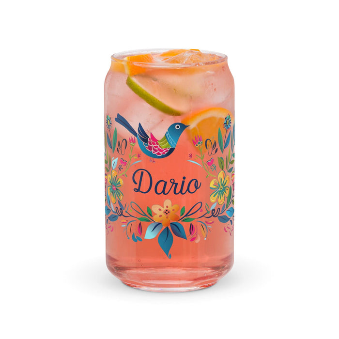 Darío Exclusive Name Art Piece Can-Shaped Glass Home Office Work Mexican Spanish Pride Gift Cup One-Of-A-Kind Calligraphy Glass | D24 Mexicada