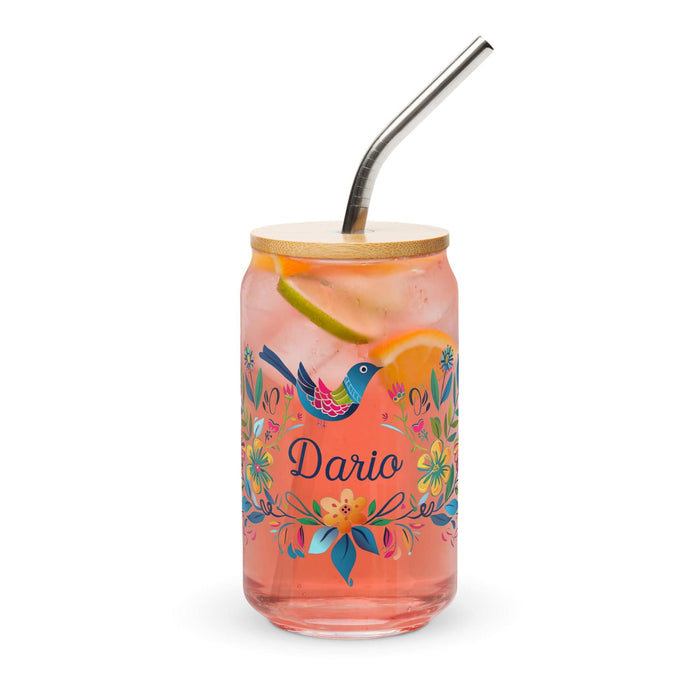 Darío Exclusive Name Art Piece Can-Shaped Glass Home Office Work Mexican Spanish Pride Gift Cup One-Of-A-Kind Calligraphy Glass | D24 Mexicada