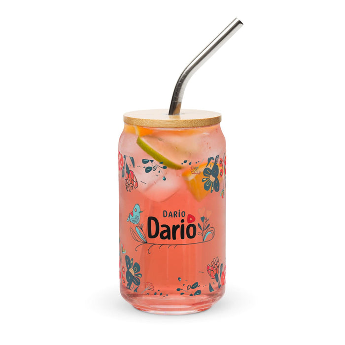 Darío Exclusive Name Art Piece Can-Shaped Glass Home Office Work Mexican Spanish Pride Gift Cup One-Of-A-Kind Calligraphy Glass | D25 Mexicada