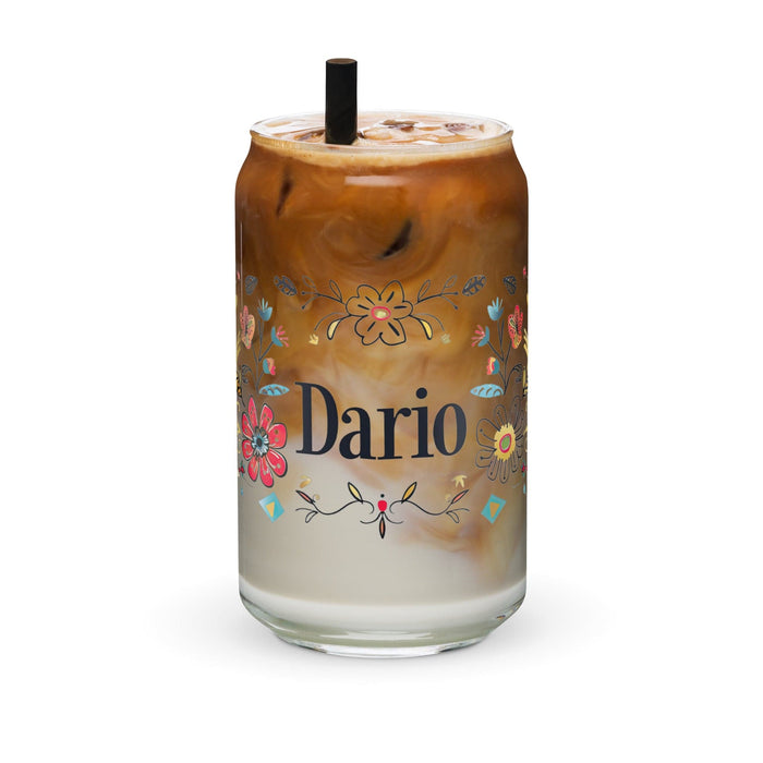 Darío Exclusive Name Art Piece Can-Shaped Glass Home Office Work Mexican Spanish Pride Gift Cup One-Of-A-Kind Calligraphy Glass | D26 Mexicada