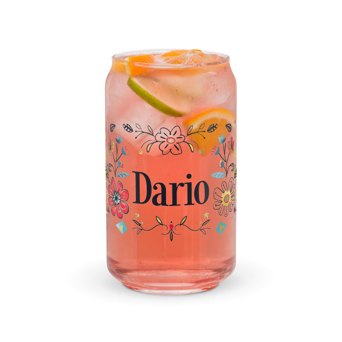 Darío Exclusive Name Art Piece Can-Shaped Glass Home Office Work Mexican Spanish Pride Gift Cup One-Of-A-Kind Calligraphy Glass | D26 Mexicada