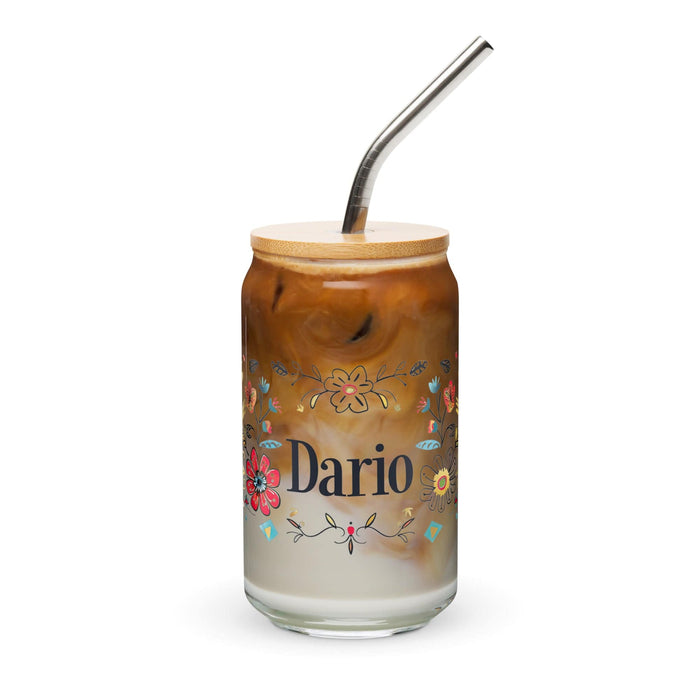 Darío Exclusive Name Art Piece Can-Shaped Glass Home Office Work Mexican Spanish Pride Gift Cup One-Of-A-Kind Calligraphy Glass | D26 Mexicada