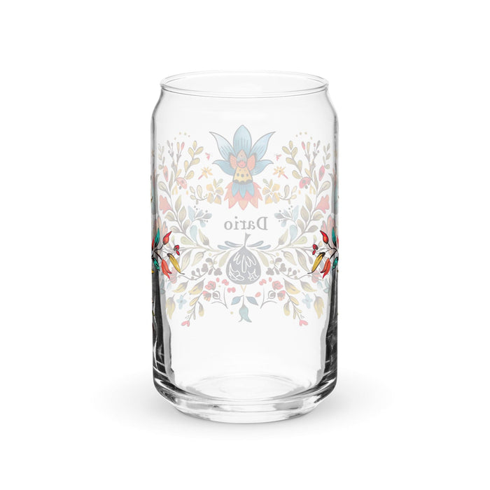 Darío Exclusive Name Art Piece Can-Shaped Glass Home Office Work Mexican Spanish Pride Gift Cup One-Of-A-Kind Calligraphy Glass | D27 Mexicada