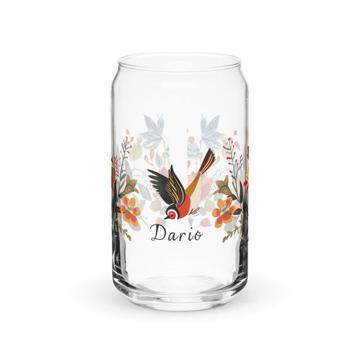 Darío Exclusive Name Art Piece Can-Shaped Glass Home Office Work Mexican Spanish Pride Gift Cup One-Of-A-Kind Calligraphy Glass | D28 Mexicada 16 oz