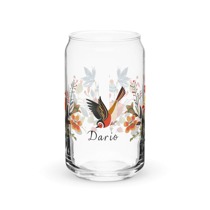 Darío Exclusive Name Art Piece Can-Shaped Glass Home Office Work Mexican Spanish Pride Gift Cup One-Of-A-Kind Calligraphy Glass | D28 Mexicada 16 oz