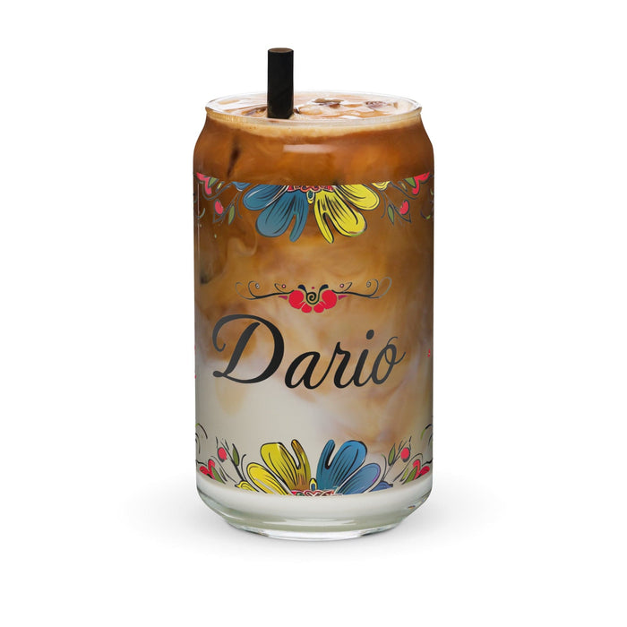 Darío Exclusive Name Art Piece Can-Shaped Glass Home Office Work Mexican Spanish Pride Gift Cup One-Of-A-Kind Calligraphy Glass | D29 Mexicada