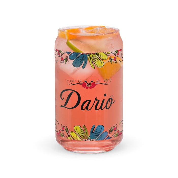 Darío Exclusive Name Art Piece Can-Shaped Glass Home Office Work Mexican Spanish Pride Gift Cup One-Of-A-Kind Calligraphy Glass | D29 Mexicada