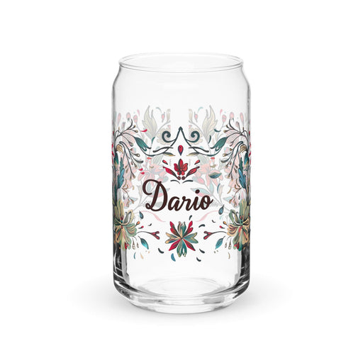 Darío Exclusive Name Art Piece Can-Shaped Glass Home Office Work Mexican Spanish Pride Gift Cup One-Of-A-Kind Calligraphy Glass | D3 Mexicada 16 oz