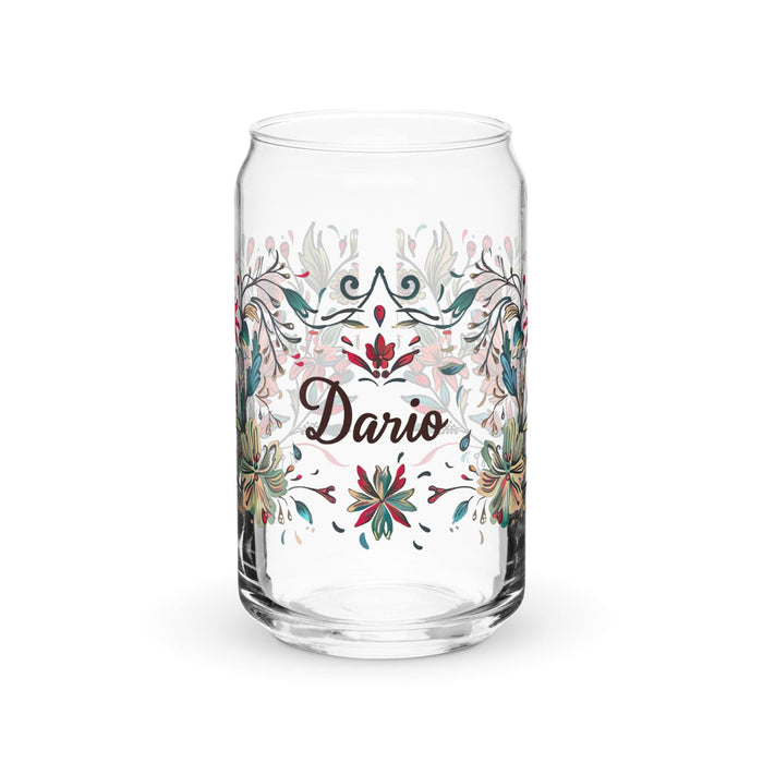 Darío Exclusive Name Art Piece Can-Shaped Glass Home Office Work Mexican Spanish Pride Gift Cup One-Of-A-Kind Calligraphy Glass | D3 Mexicada 16 oz