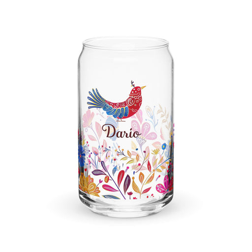 Darío Exclusive Name Art Piece Can-Shaped Glass Home Office Work Mexican Spanish Pride Gift Cup One-Of-A-Kind Calligraphy Glass | D30 Mexicada 16 oz