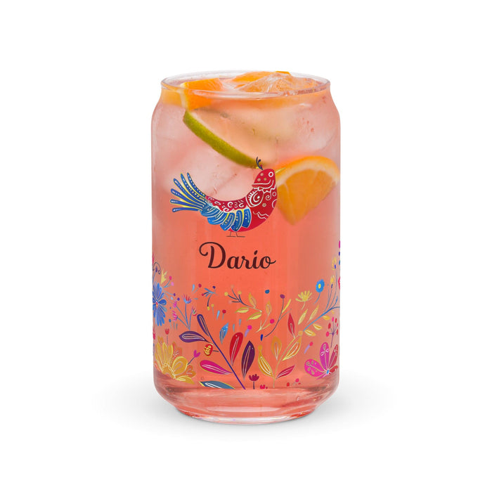 Darío Exclusive Name Art Piece Can-Shaped Glass Home Office Work Mexican Spanish Pride Gift Cup One-Of-A-Kind Calligraphy Glass | D30 Mexicada