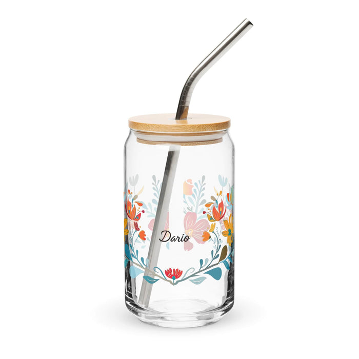 Darío Exclusive Name Art Piece Can-Shaped Glass Home Office Work Mexican Spanish Pride Gift Cup One-Of-A-Kind Calligraphy Glass | D31 Mexicada 16 oz With Lid & Straw