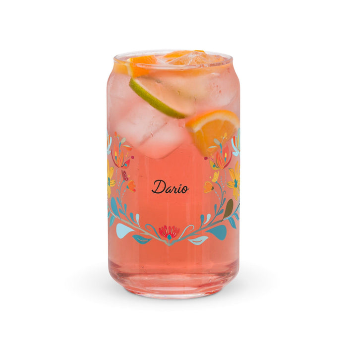 Darío Exclusive Name Art Piece Can-Shaped Glass Home Office Work Mexican Spanish Pride Gift Cup One-Of-A-Kind Calligraphy Glass | D31 Mexicada