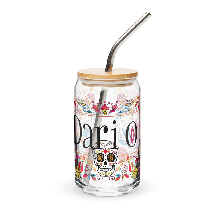 Darío Exclusive Name Art Piece Can-Shaped Glass Home Office Work Mexican Spanish Pride Gift Cup One-Of-A-Kind Calligraphy Glass | D32 Mexicada 16 oz With Lid & Straw