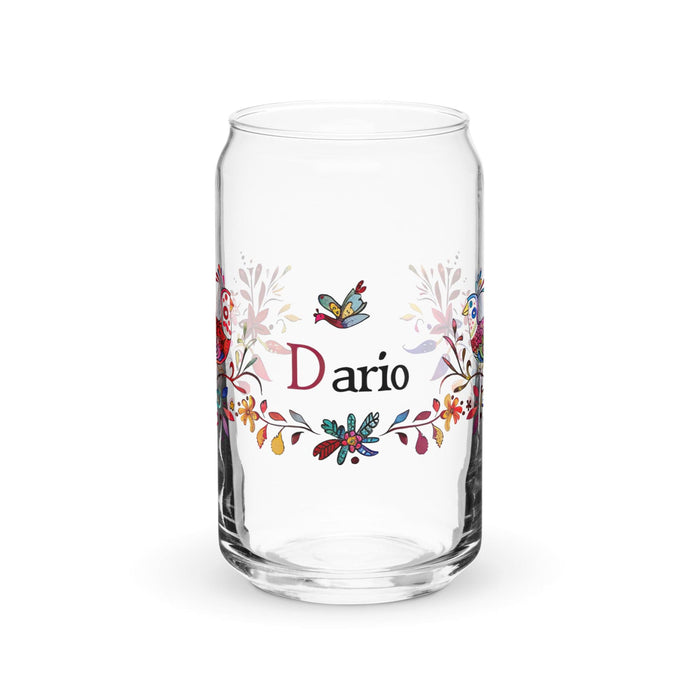 Darío Exclusive Name Art Piece Can-Shaped Glass Home Office Work Mexican Spanish Pride Gift Cup One-Of-A-Kind Calligraphy Glass | D34 Mexicada 16 oz