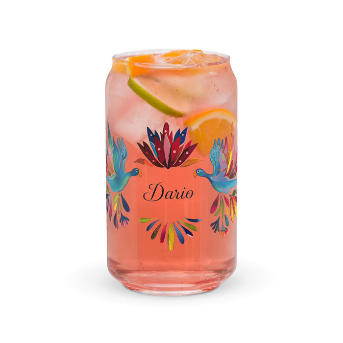 Darío Exclusive Name Art Piece Can-Shaped Glass Home Office Work Mexican Spanish Pride Gift Cup One-Of-A-Kind Calligraphy Glass | D35 Mexicada