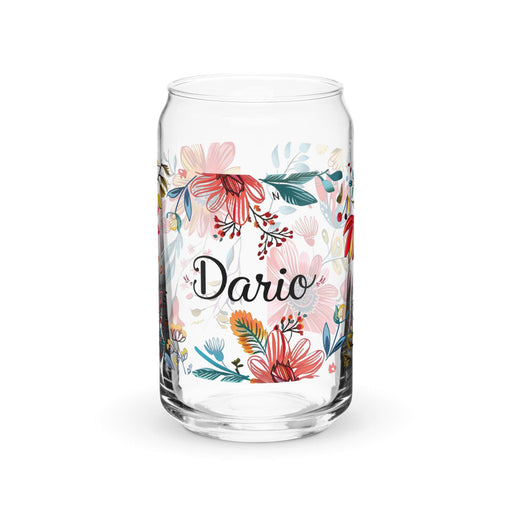 Darío Exclusive Name Art Piece Can-Shaped Glass Home Office Work Mexican Spanish Pride Gift Cup One-Of-A-Kind Calligraphy Glass | D36 Mexicada 16 oz