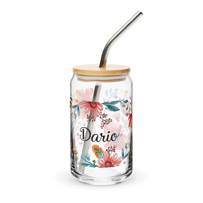 Darío Exclusive Name Art Piece Can-Shaped Glass Home Office Work Mexican Spanish Pride Gift Cup One-Of-A-Kind Calligraphy Glass | D36 Mexicada 16 oz With Lid & Straw