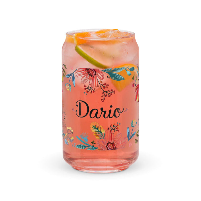 Darío Exclusive Name Art Piece Can-Shaped Glass Home Office Work Mexican Spanish Pride Gift Cup One-Of-A-Kind Calligraphy Glass | D36 Mexicada