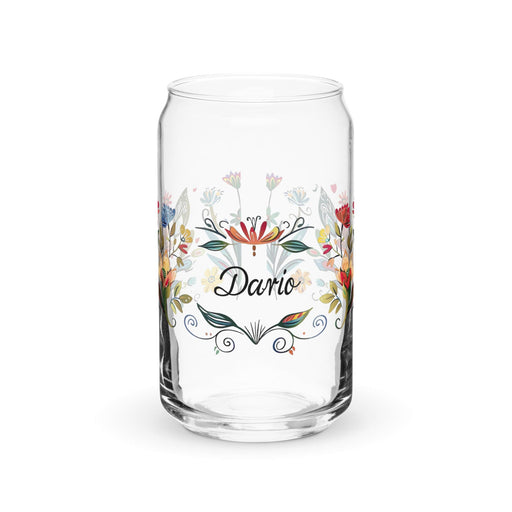 Darío Exclusive Name Art Piece Can-Shaped Glass Home Office Work Mexican Spanish Pride Gift Cup One-Of-A-Kind Calligraphy Glass | D37 Mexicada 16 oz