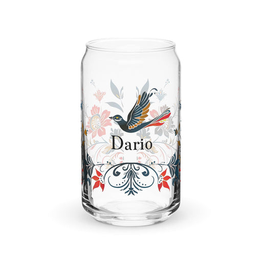 Darío Exclusive Name Art Piece Can-Shaped Glass Home Office Work Mexican Spanish Pride Gift Cup One-Of-A-Kind Calligraphy Glass | D39 Mexicada 16 oz