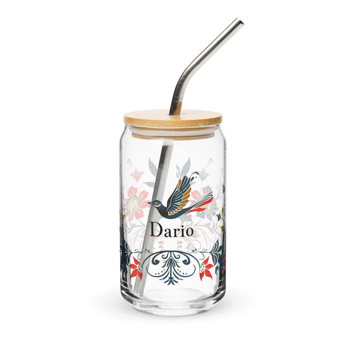 Darío Exclusive Name Art Piece Can-Shaped Glass Home Office Work Mexican Spanish Pride Gift Cup One-Of-A-Kind Calligraphy Glass | D39 Mexicada 16 oz With Lid & Straw