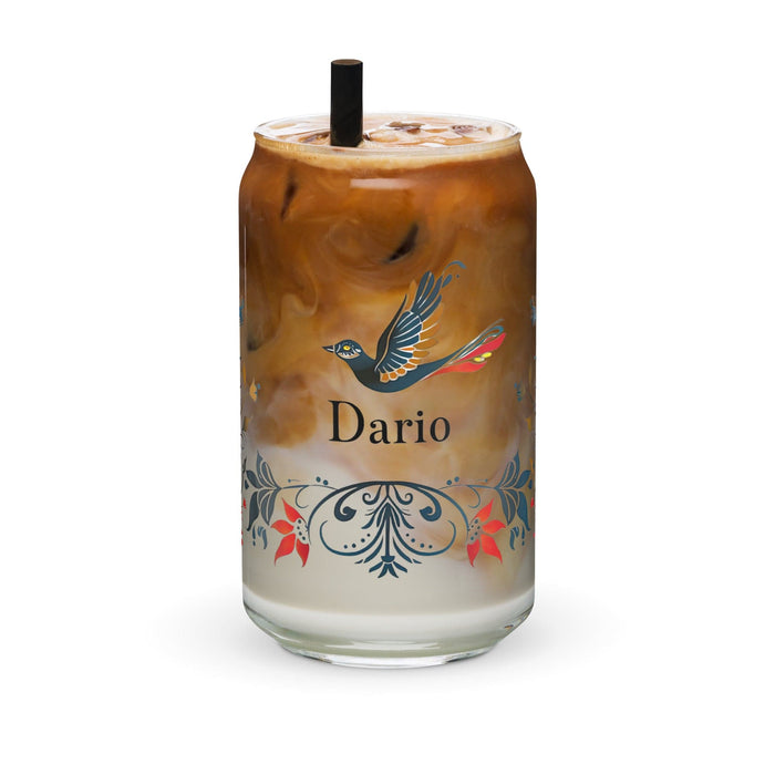 Darío Exclusive Name Art Piece Can-Shaped Glass Home Office Work Mexican Spanish Pride Gift Cup One-Of-A-Kind Calligraphy Glass | D39 Mexicada