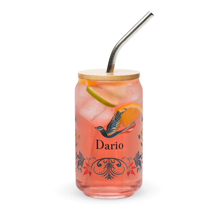 Darío Exclusive Name Art Piece Can-Shaped Glass Home Office Work Mexican Spanish Pride Gift Cup One-Of-A-Kind Calligraphy Glass | D39 Mexicada