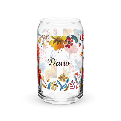 Darío Exclusive Name Art Piece Can-Shaped Glass Home Office Work Mexican Spanish Pride Gift Cup One-Of-A-Kind Calligraphy Glass | D4 Mexicada 16 oz (No Lid No Straw)