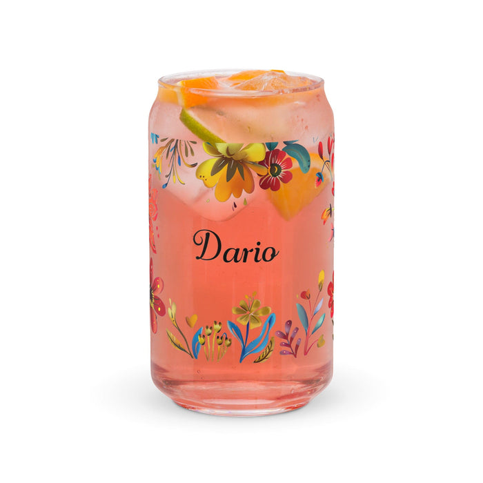 Darío Exclusive Name Art Piece Can-Shaped Glass Home Office Work Mexican Spanish Pride Gift Cup One-Of-A-Kind Calligraphy Glass | D4 Mexicada