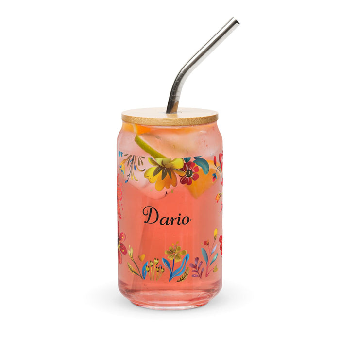 Darío Exclusive Name Art Piece Can-Shaped Glass Home Office Work Mexican Spanish Pride Gift Cup One-Of-A-Kind Calligraphy Glass | D4 Mexicada