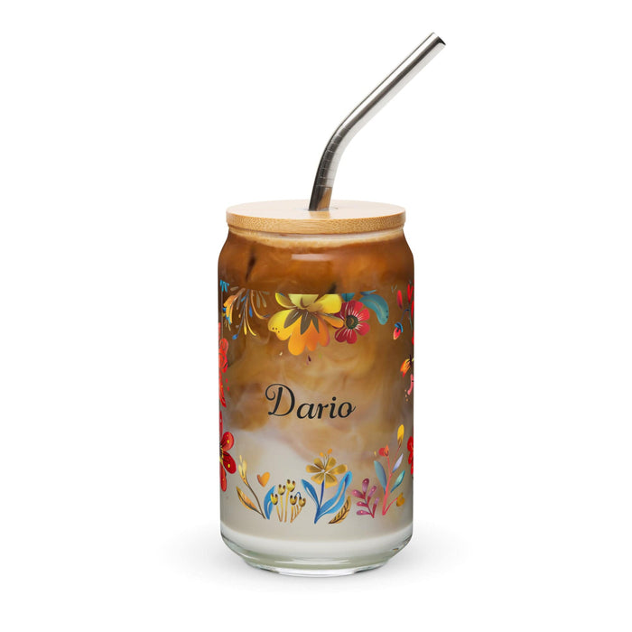 Darío Exclusive Name Art Piece Can-Shaped Glass Home Office Work Mexican Spanish Pride Gift Cup One-Of-A-Kind Calligraphy Glass | D4 Mexicada