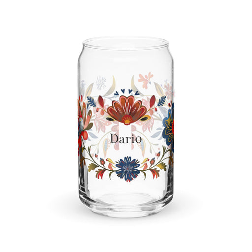 Darío Exclusive Name Art Piece Can-Shaped Glass Home Office Work Mexican Spanish Pride Gift Cup One-Of-A-Kind Calligraphy Glass | D40 Mexicada 16 oz