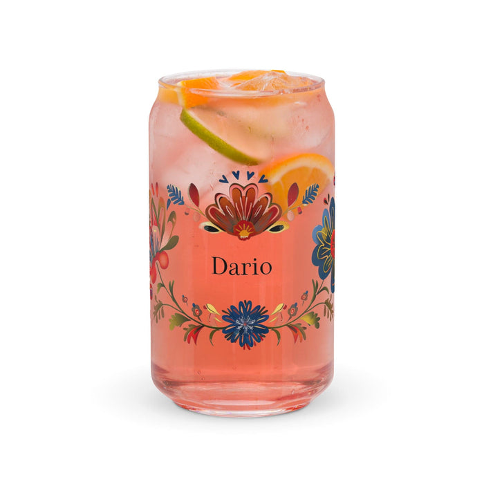 Darío Exclusive Name Art Piece Can-Shaped Glass Home Office Work Mexican Spanish Pride Gift Cup One-Of-A-Kind Calligraphy Glass | D40 Mexicada