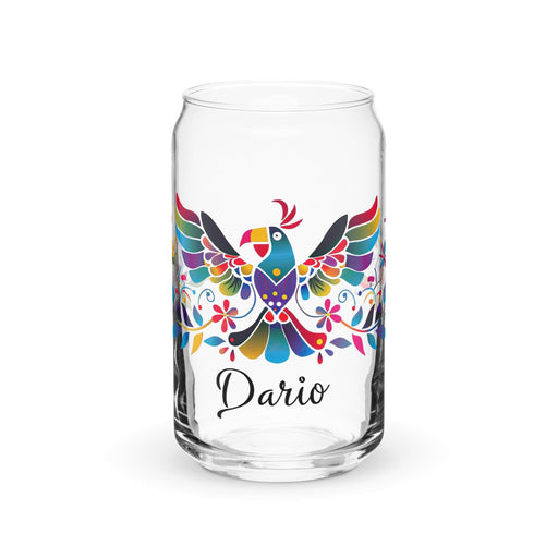 Darío Exclusive Name Art Piece Can-Shaped Glass Home Office Work Mexican Spanish Pride Gift Cup One-Of-A-Kind Calligraphy Glass | D41 Mexicada 16 oz