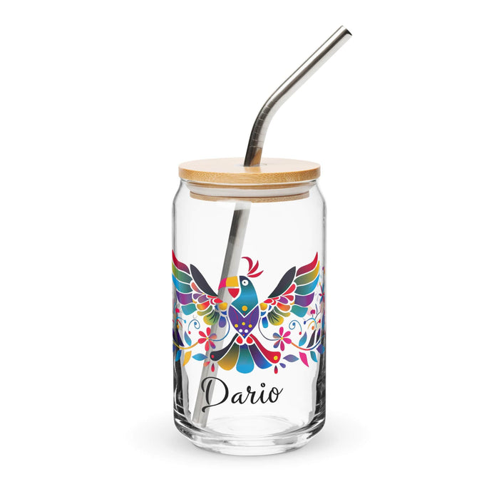 Darío Exclusive Name Art Piece Can-Shaped Glass Home Office Work Mexican Spanish Pride Gift Cup One-Of-A-Kind Calligraphy Glass | D41 Mexicada 16 oz With Lid & Straw