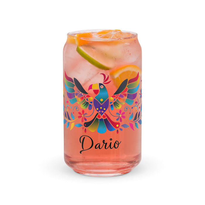 Darío Exclusive Name Art Piece Can-Shaped Glass Home Office Work Mexican Spanish Pride Gift Cup One-Of-A-Kind Calligraphy Glass | D41 Mexicada