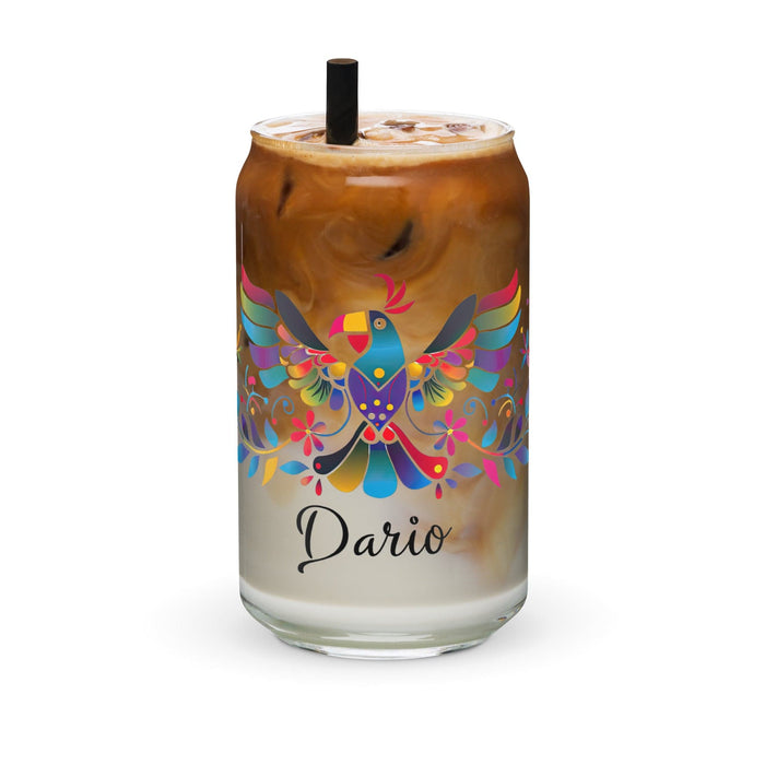 Darío Exclusive Name Art Piece Can-Shaped Glass Home Office Work Mexican Spanish Pride Gift Cup One-Of-A-Kind Calligraphy Glass | D41 Mexicada