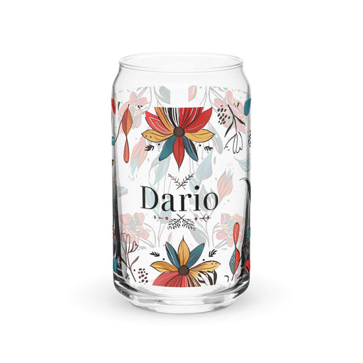 Darío Exclusive Name Art Piece Can-Shaped Glass Home Office Work Mexican Spanish Pride Gift Cup One-Of-A-Kind Calligraphy Glass | D42 Mexicada 16 oz (No Lid No Straw)