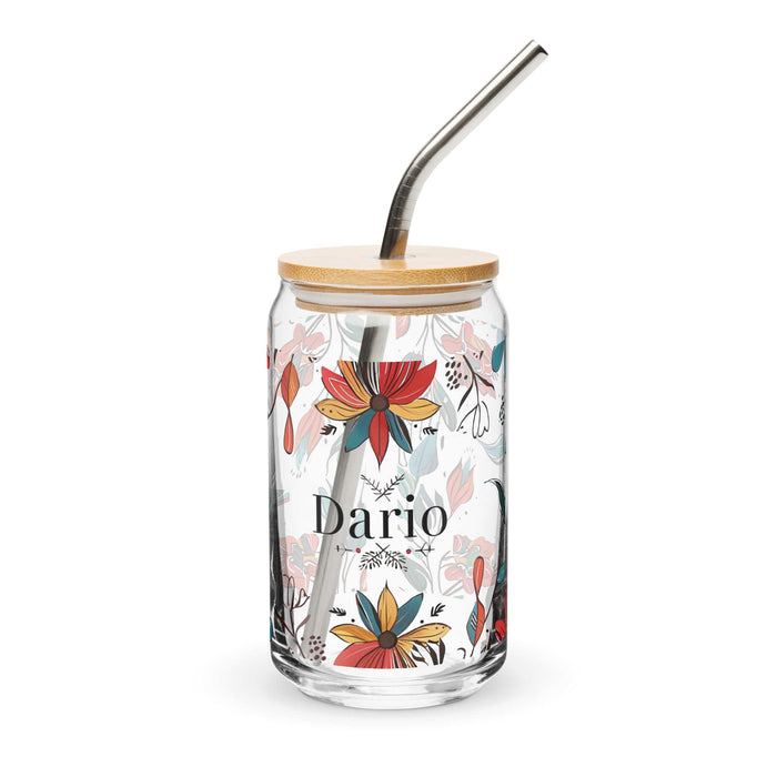 Darío Exclusive Name Art Piece Can-Shaped Glass Home Office Work Mexican Spanish Pride Gift Cup One-Of-A-Kind Calligraphy Glass | D42 Mexicada 16 oz With Lid & Straw