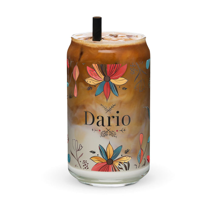 Darío Exclusive Name Art Piece Can-Shaped Glass Home Office Work Mexican Spanish Pride Gift Cup One-Of-A-Kind Calligraphy Glass | D42 Mexicada