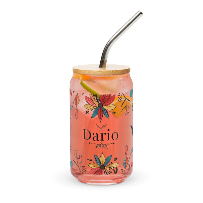 Darío Exclusive Name Art Piece Can-Shaped Glass Home Office Work Mexican Spanish Pride Gift Cup One-Of-A-Kind Calligraphy Glass | D42 Mexicada