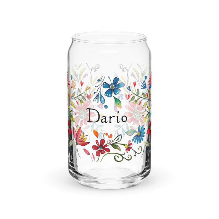 Darío Exclusive Name Art Piece Can-Shaped Glass Home Office Work Mexican Spanish Pride Gift Cup One-Of-A-Kind Calligraphy Glass | D43 Mexicada 16 oz (No Lid No Straw)