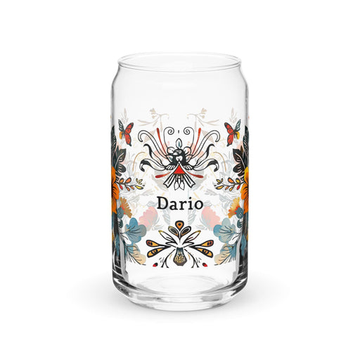 Darío Exclusive Name Art Piece Can-Shaped Glass Home Office Work Mexican Spanish Pride Gift Cup One-Of-A-Kind Calligraphy Glass | D44 Mexicada 16 oz