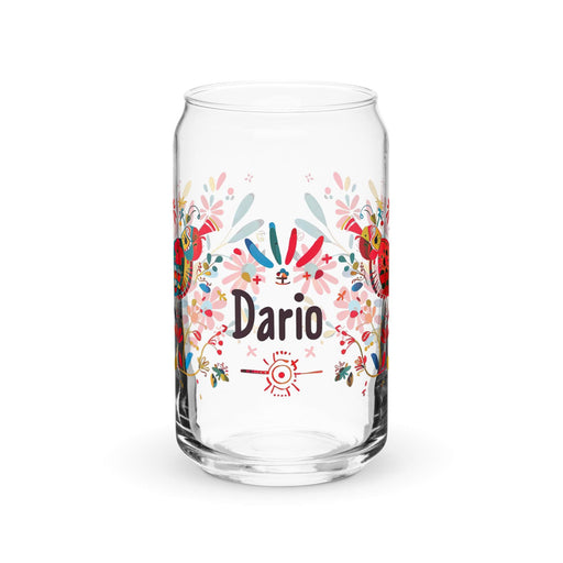 Darío Exclusive Name Art Piece Can-Shaped Glass Home Office Work Mexican Spanish Pride Gift Cup One-Of-A-Kind Calligraphy Glass | D45 Mexicada 16 oz