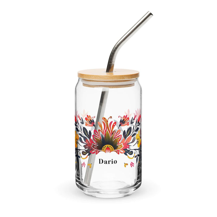 Darío Exclusive Name Art Piece Can-Shaped Glass Home Office Work Mexican Spanish Pride Gift Cup One-Of-A-Kind Calligraphy Glass | D46 Mexicada 16 oz With Lid & Straw