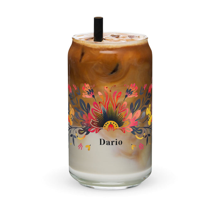 Darío Exclusive Name Art Piece Can-Shaped Glass Home Office Work Mexican Spanish Pride Gift Cup One-Of-A-Kind Calligraphy Glass | D46 Mexicada